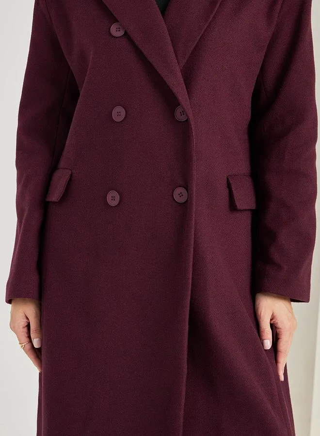 Styli Oversized Midi Length Double Breasted Wool Like Coat