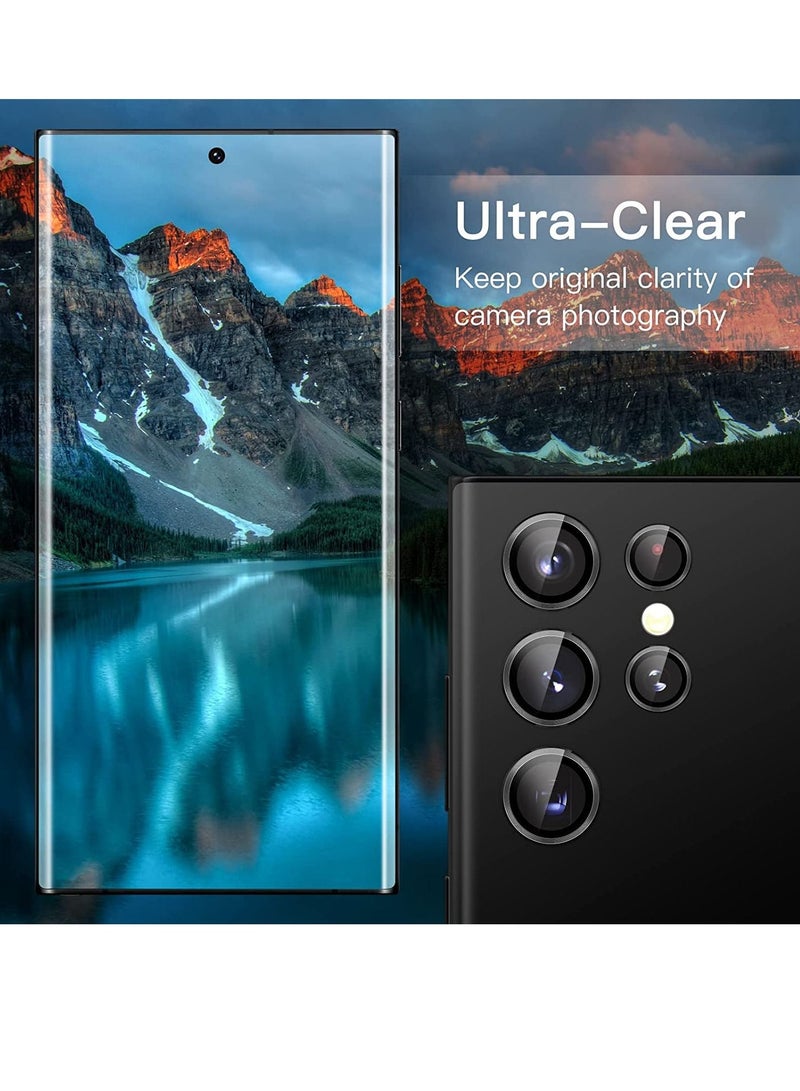 Camera Lens Protector for Samsung Galaxy S23 5G 6.1-Inch / S23 Plus 5G 6.6-Inch, 9H Tempered Glass Metal Individual Ring Cover, Easy Installation Tray, HD Clear, Set of 3 - Image 2