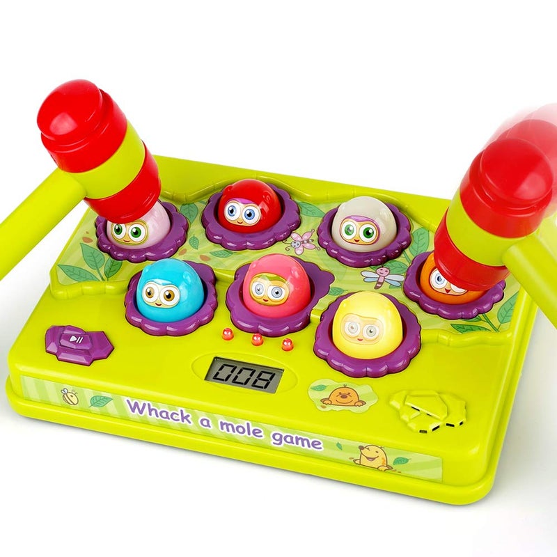 BAODLON Interactive Pound a Mole Game Toddler Toys LightUp Musical Pounding Toy Early Developmental Toy Fun Gift for Age 3 4 5 Years Old Kids Boys Girls 2 Soft Hammers Included