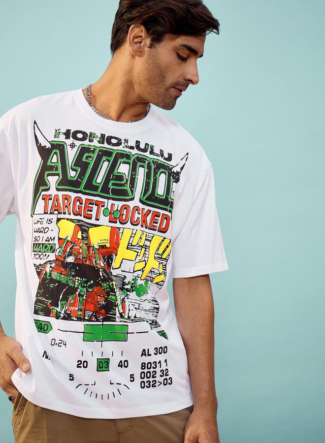 Mascln Sassafras Target Locked Graphic Print Oversized T-Shirt - Image 1