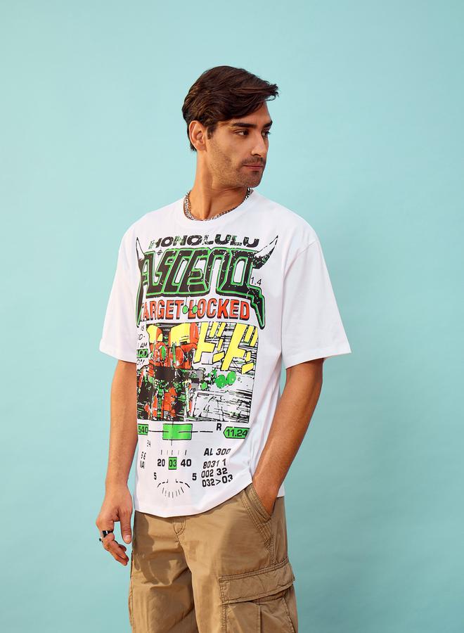 Mascln Sassafras Target Locked Graphic Print Oversized T-Shirt - Image 3