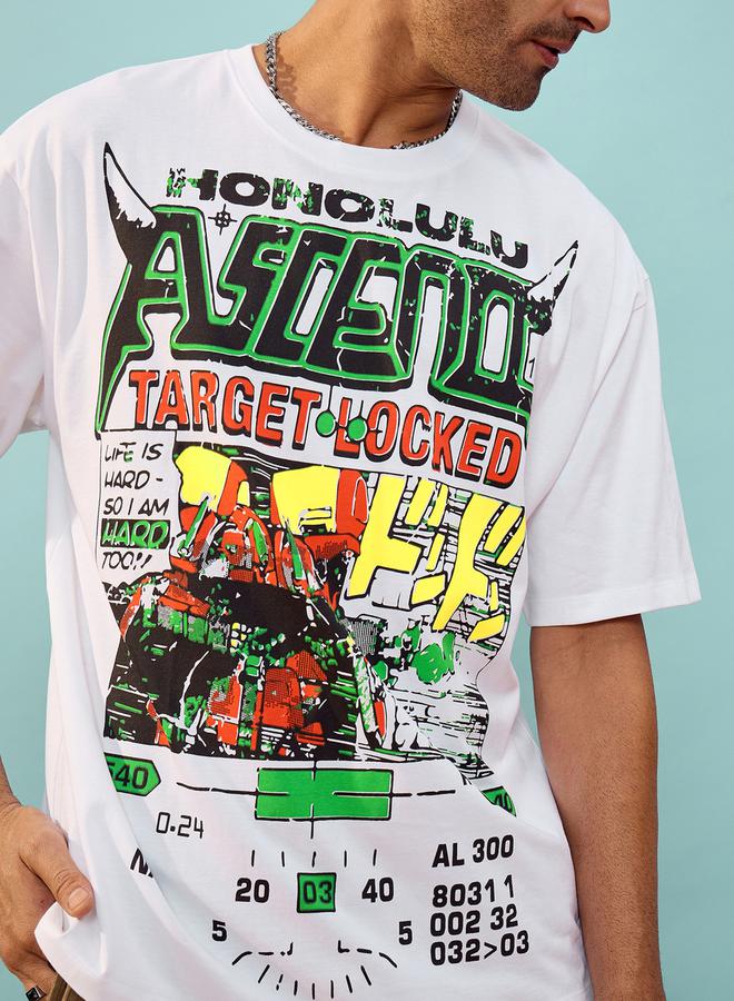 Mascln Sassafras Target Locked Graphic Print Oversized T-Shirt - Image 4