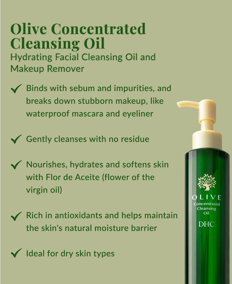 DHC Olive Concentrated Cleansing Oil, Hydrating Facial Cleansing Oil, Makeup Remover, Residue-Free, Dry Skin, Fragrance and Colorant Free, 5 fl. oz. - Image 2