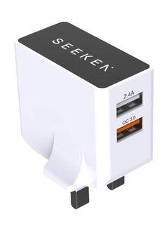 SEEKEN Neutra Duo Mobile Charging Adapter and all other devices 2 USB - White | Fast Charging | 2 in 1 | Compact | Campatible with Iphone and Samsung | Power Delivery | Premium Design | High-Quality.