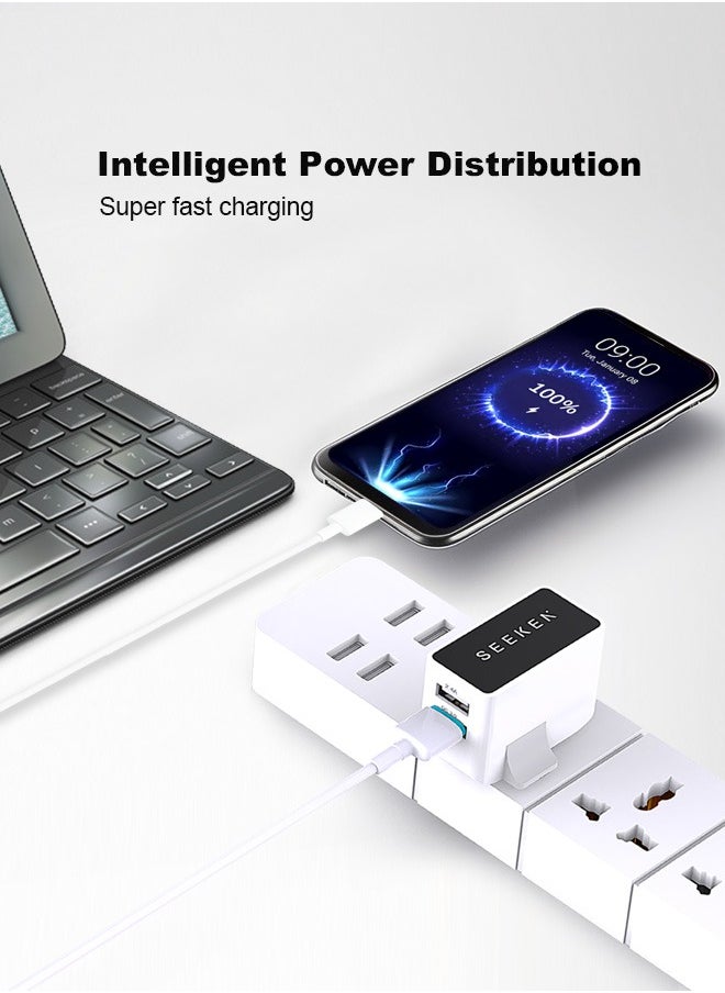 Seeken - SEEKEN Neutra Duo Mobile Charging Adapter and all other devices 2 USB - White | Fast Charging | 2 in 1 | Compact | Campatible with Iphone and Samsung | Power Delivery | Premium Design | High-Quality. - Image 1
