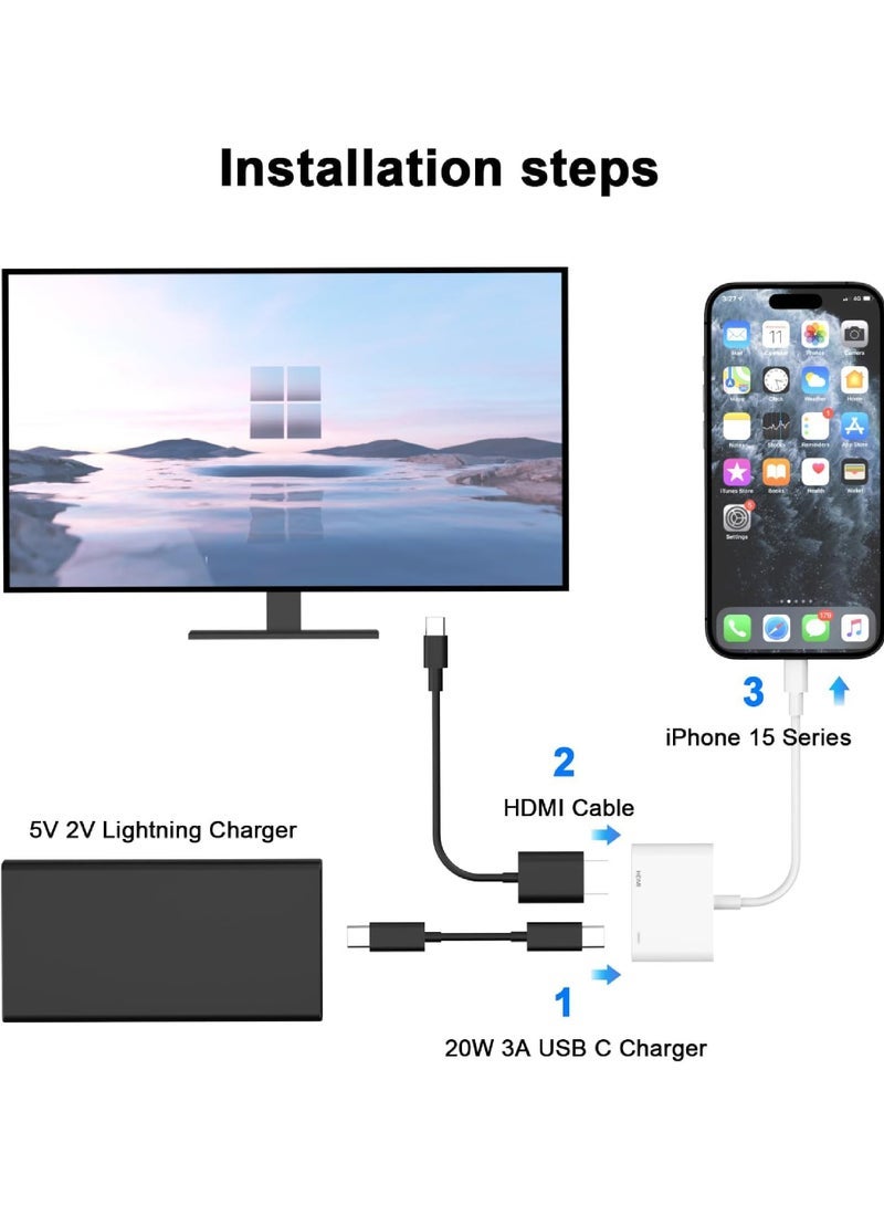 Captaintech 【MFi Certified】USB C to HDMI Adapter 4K for iPhone 15/15 Pro/15 Pro Max/15 Plus – Digital AV Sync Screen Connector to TV, Monitor, Projector - Image 3