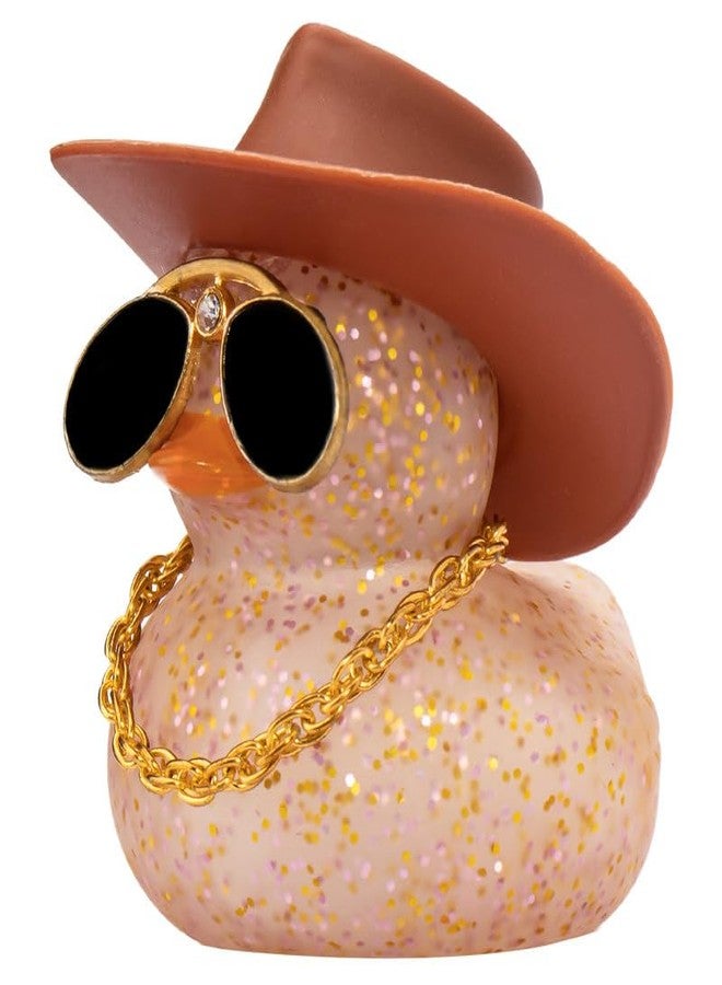 ونوو زينة بطة مطاطية للوحة القيادة في السيارة من وونو، إكسسوارات بطة ملونة لتزيين السيارة مع قلادة قبعة صغيرة ونظارة شمسية، قبعة رعاة بقر بنية اللون - Image 1