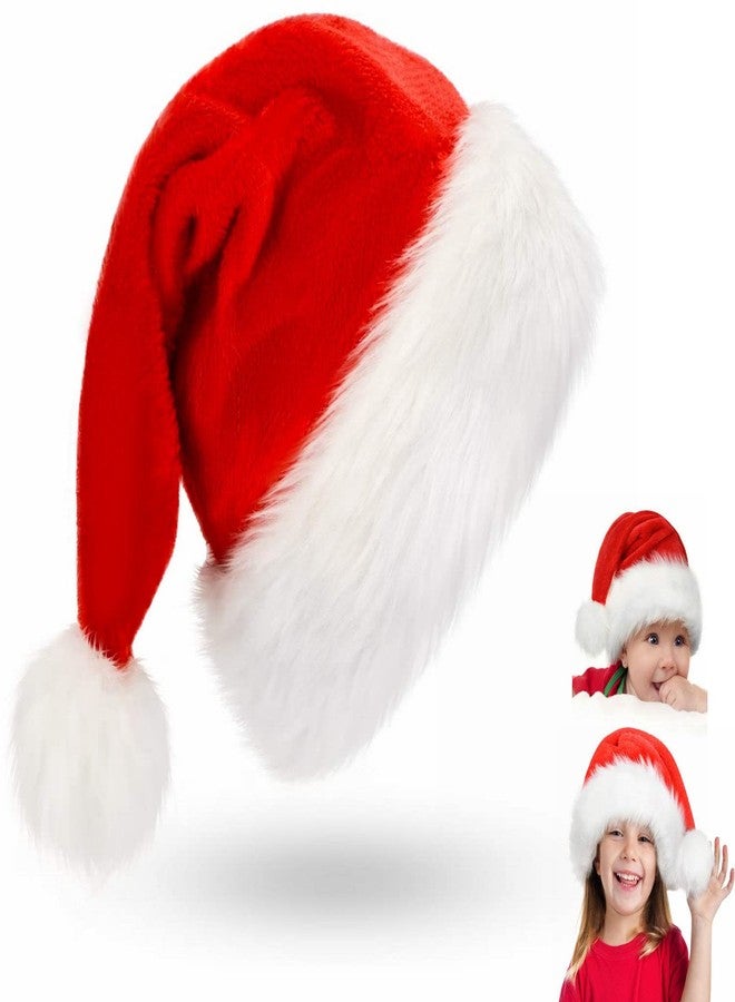 ARAINY Christmas Xmas Holiday Hat for Kids 1PC Red Santa Hat for Party Supplies 2024 Updated Extra Thicken Classic Velvet Fur Toddler for New Year Festival - Image 1