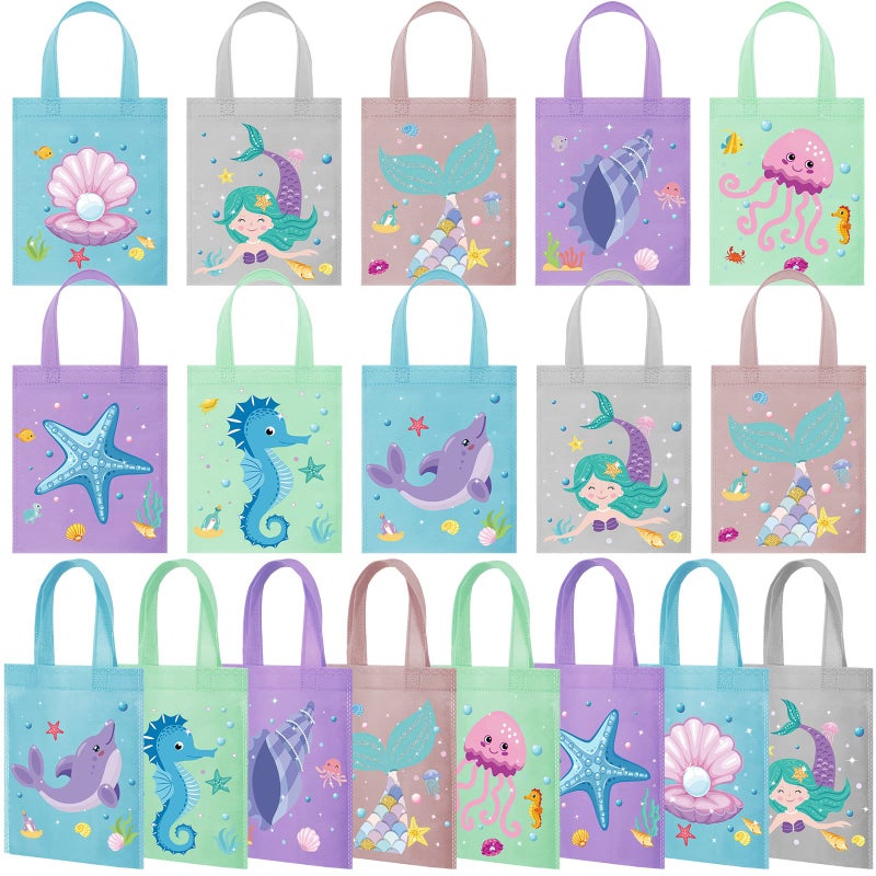 Ferraycle 24 Pcs Mermaid Under the Sea Goodie Bags Marine Sea Animals Party Favors Treat Bags for Baby Shower Birthday Party Decor