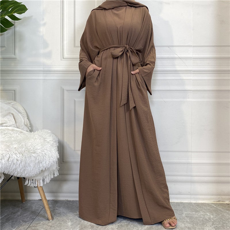 monica fashion Women's Casual Solid Color Sleeveless Dress With Pockets and Cardigan Set - Image 1