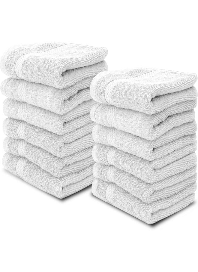 White Classic Luxury Cotton Washcloths Large Hotel Spa Bathroom Face Towel 12 Pack Silver…  - Image 1