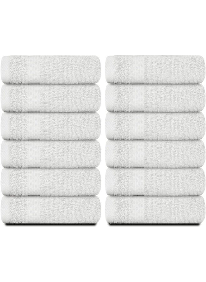 White Classic Luxury Cotton Washcloths Large Hotel Spa Bathroom Face Towel 12 Pack Silver…  - Image 2