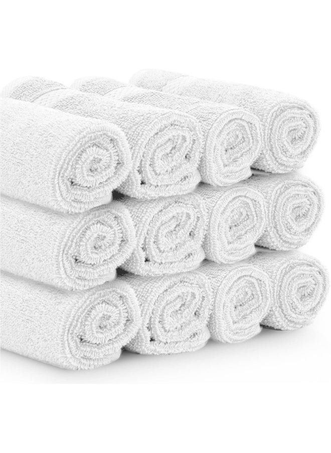 White Classic Luxury Cotton Washcloths Large Hotel Spa Bathroom Face Towel 12 Pack Silver…  - Image 3