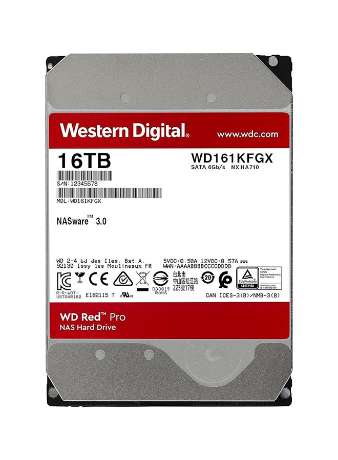 دبليو دي قرص صلب داخلي Red Pro NAS سعة 16 تيرابايت - 7200 دورة في الدقيقة، SATA 6 جيجابت/ثانية، CMR، ذاكرة تخزين مؤقتة سعة 256 ميجابايت، مقاس 3.5 بوصة - WD161KFGX - Image 2