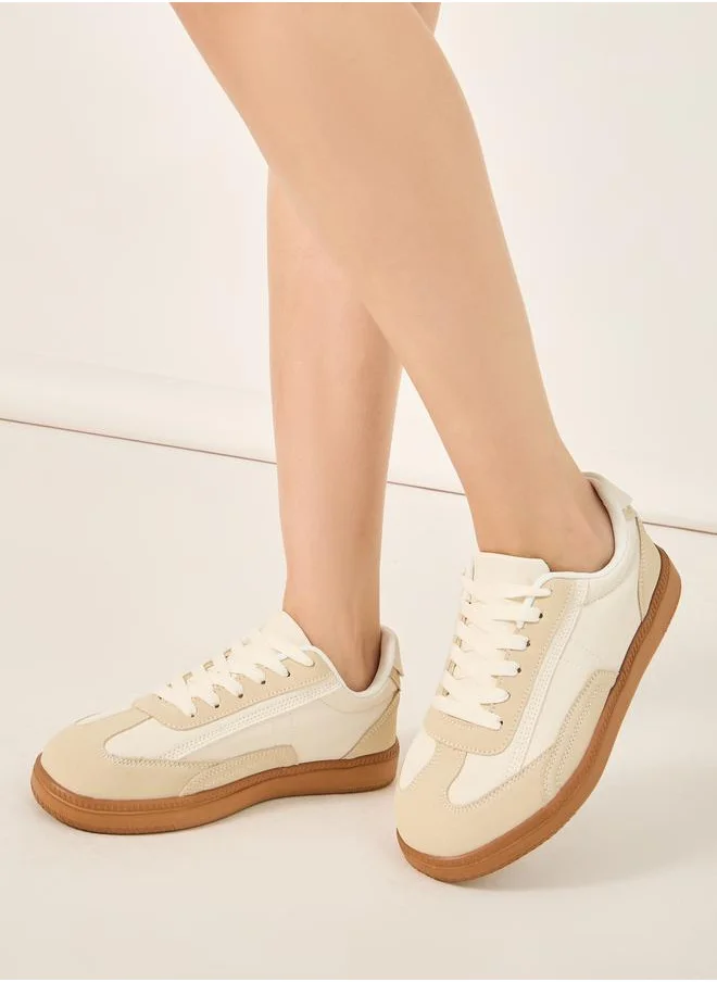 Styli Panelled Gum Sole Lace Up Sneakers