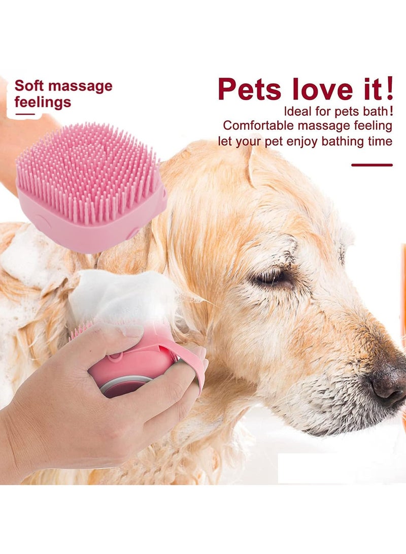 7 Pcs Cat Dog Brush Grooming Kits, Self Cleaning Slicker Brush, Pet Nail Clipper and File, Flea Comb, Pet Shampoo Bath Brush, Pet Finger Toothbrush (Pink) - Image 4