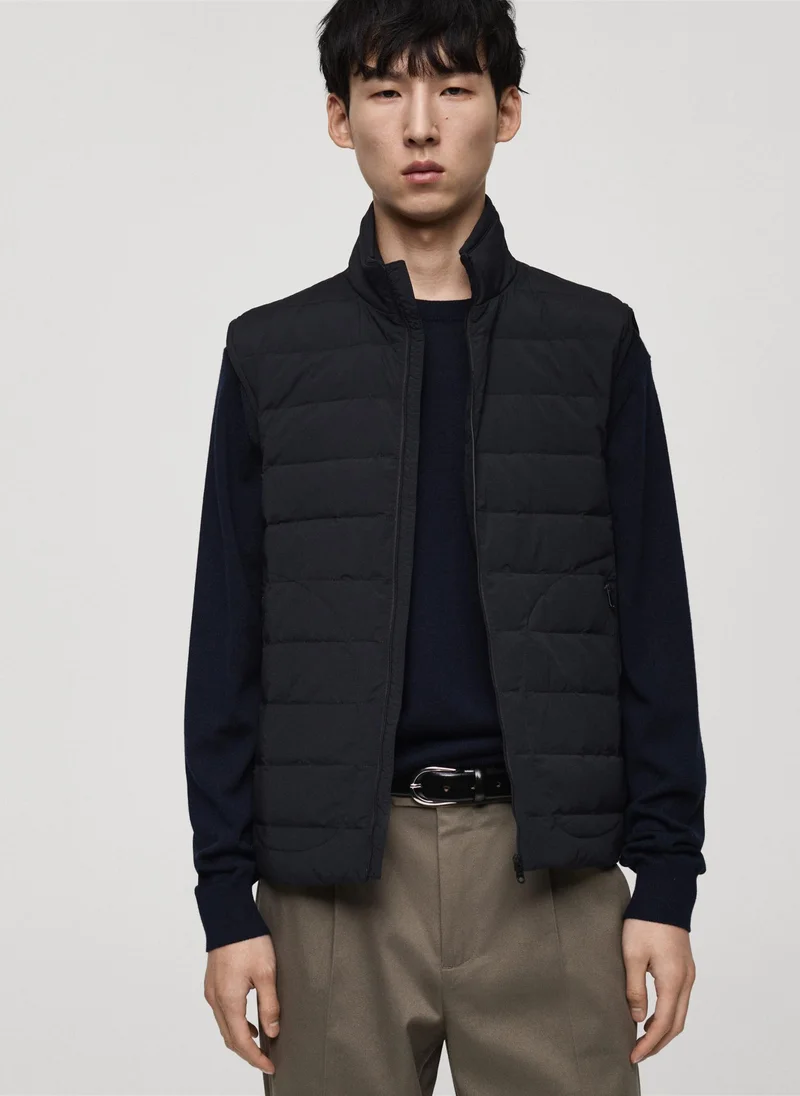 Mango Man Quilted Vest With Down Waistcoat