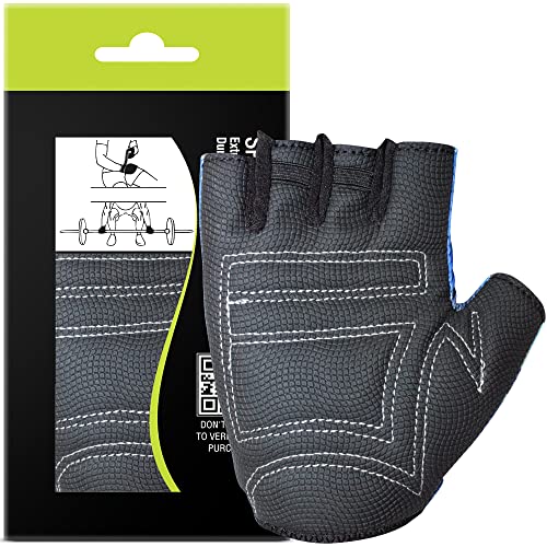 MuscleXP Stout Blue Unisex Fitness Sports Gym Gloves Lightweight, Velcro Wrist Closure, for Weight Lifting, Fitness Training, Cycling, Non-Slip, Breathable, Moisture Absorbing (Blue & Black), 1 Pair - Image 3