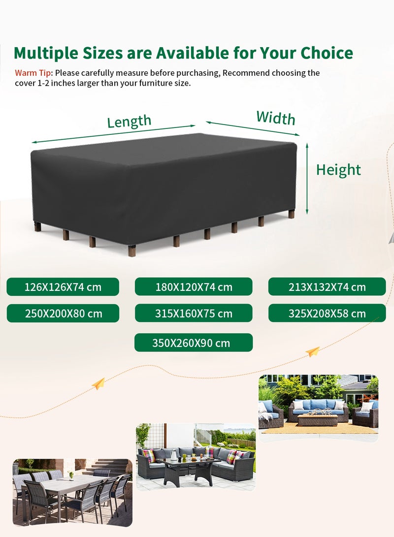 دوركو غطاء اثاث خارجي مقاوم للماء شديد التحمل 420D ، واقي اريكة الفناء مقاوم للغبار والاشعة فوق البنفسجية، غطاء طاولة وكرسي سميك للغاية ومتين - غطاء كنب خارجي - غطاء جلسات خارجية - لجميع الاحوال الجوية للاستخدام الخارجي -اغطية كراسي جلسة خارجية - غطاء جلسه خارجيه - أسود - Image 2