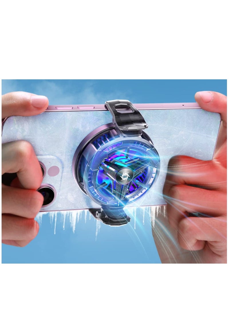 Phone Cooler, Phone Cooling Fan for Gaming, 2 Modes, Adsorption Design, Semiconductor Phone Cooler with RGB Light,Mini Phone Cooler for Mobile Phone Tablet PC