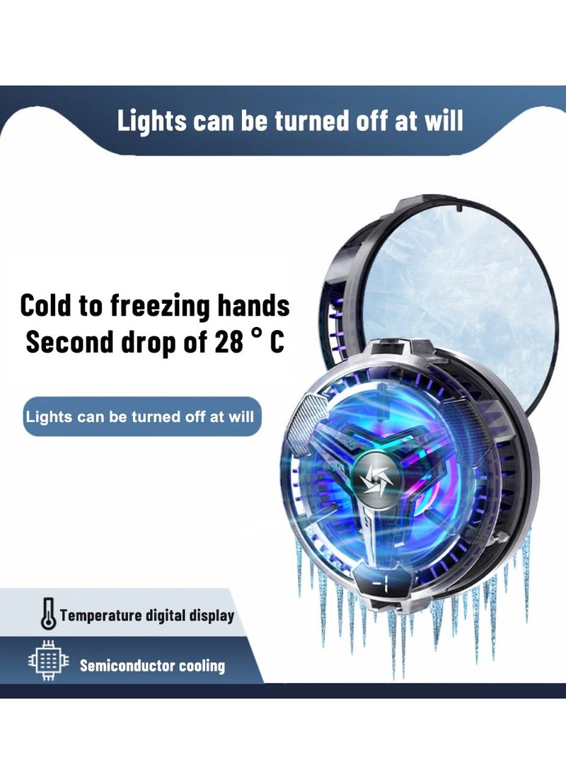 Phone Cooler, Phone Cooling Fan for Gaming, 2 Modes, Adsorption Design, Semiconductor Phone Cooler with RGB Light,Mini Phone Cooler for Mobile Phone Tablet PC