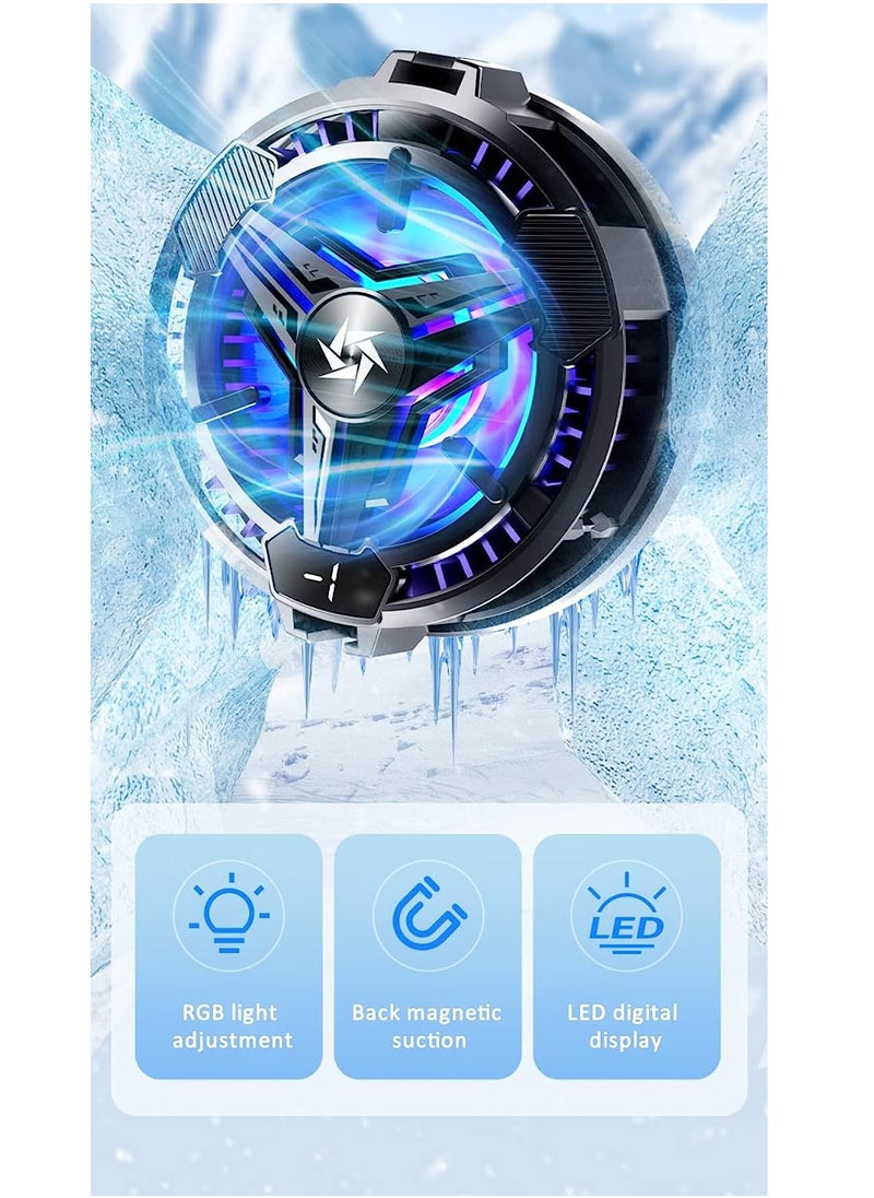 Phone Cooler, Phone Cooling Fan for Gaming, 2 Modes, Adsorption Design, Semiconductor Phone Cooler with RGB Light,Mini Phone Cooler for Mobile Phone Tablet PC