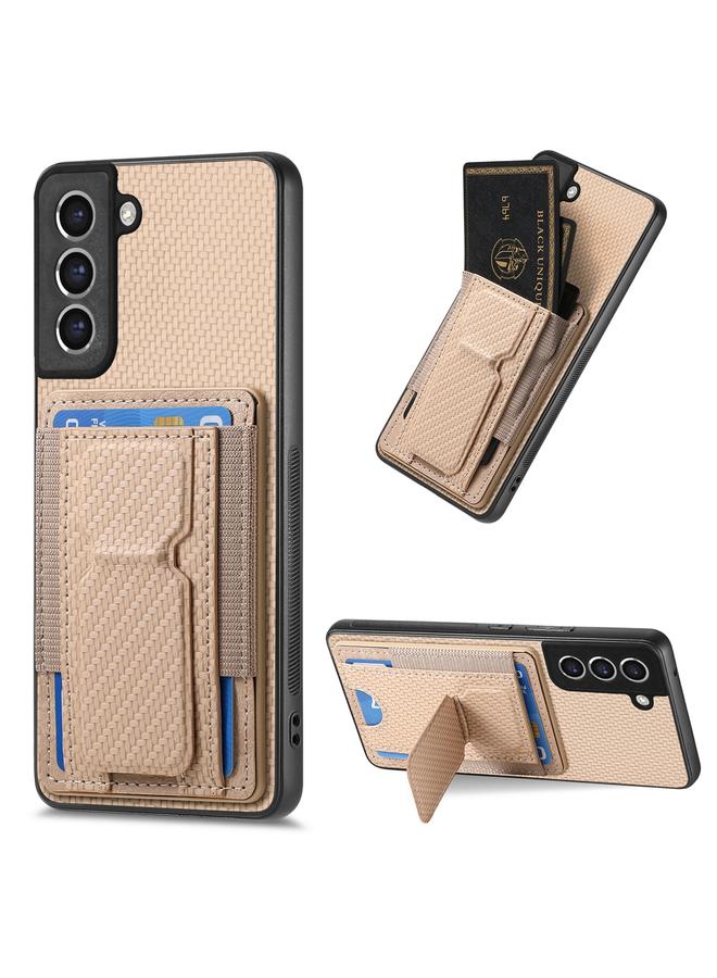 اس-توب جراب لهاتف Samsung Galaxy S21 FE 5G مصنوع من ألياف الكربون مع حامل قابل للطي وحقيبة بطاقات مرنة - Image 1