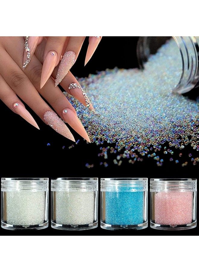 10g Caviar Beads Crystals Nail Charms,Micro Pixie Beads Multicolor Glass  Nail Decor Mini Glass Pixie Nails Beads Ornament AB14