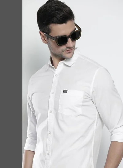 شركة المرآب الهندية Men Slim Fit Solid Full Sleeves Spread Collar Casual Shirt