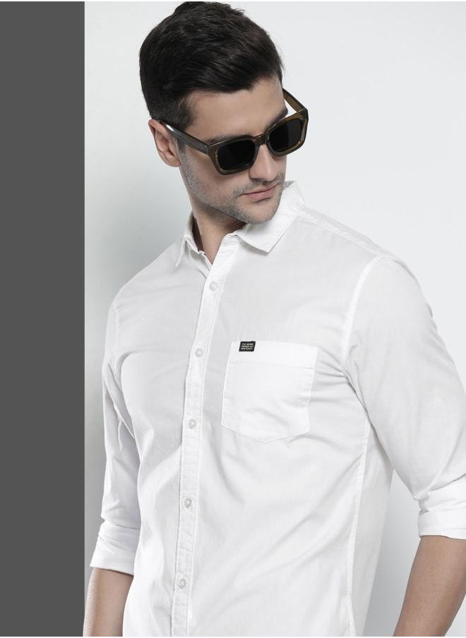 The Indian Garage Co Men Slim Fit Solid Full Sleeves Spread Collar Casual Shirt  - Image 1