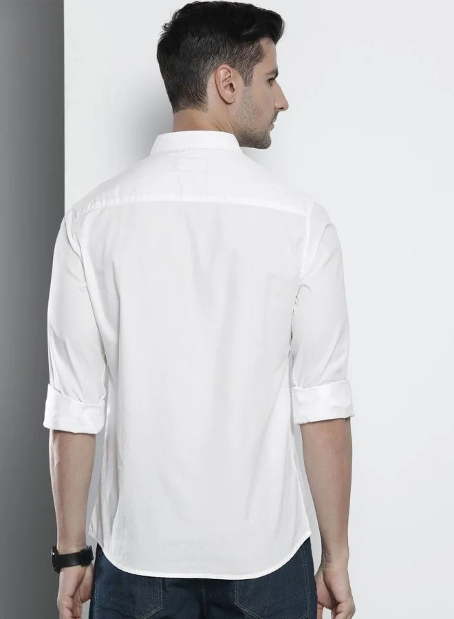 The Indian Garage Co Men Slim Fit Solid Full Sleeves Spread Collar Casual Shirt