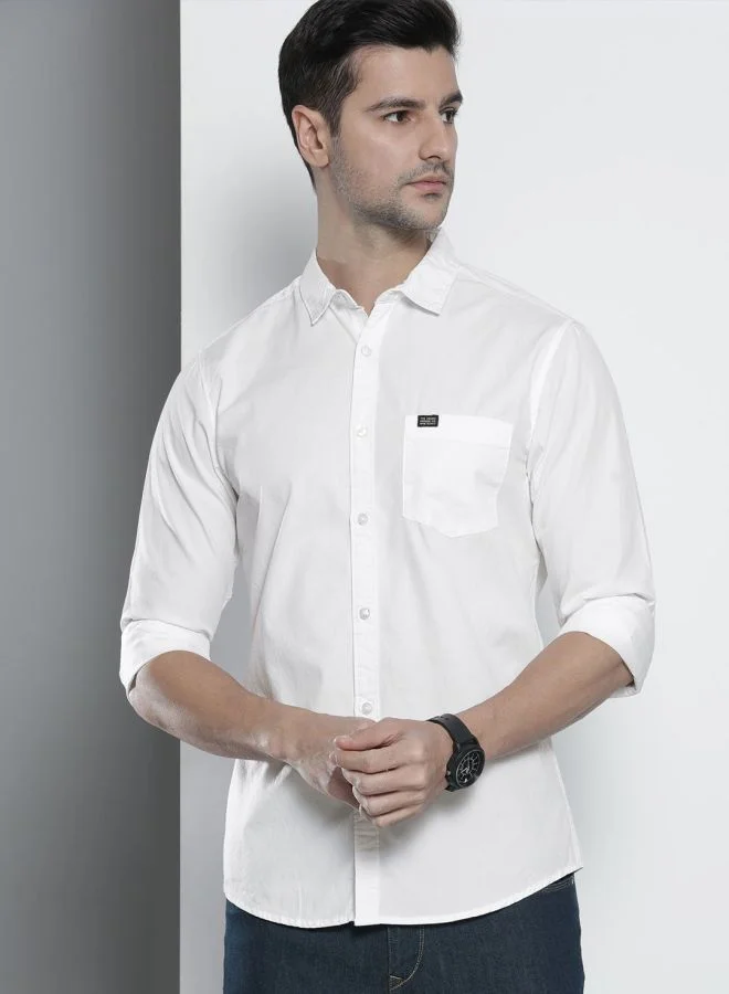 The Indian Garage Co Men Slim Fit Solid Full Sleeves Spread Collar Casual Shirt
