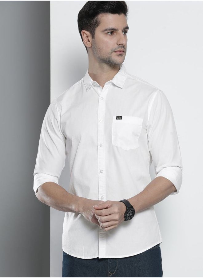 The Indian Garage Co Men Slim Fit Solid Full Sleeves Spread Collar Casual Shirt  - Image 3