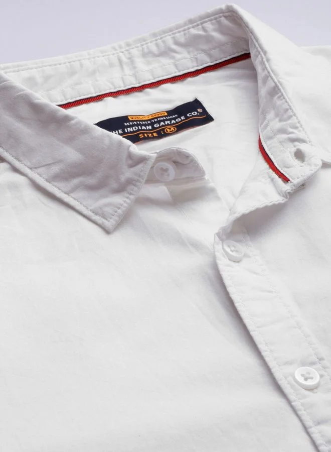 The Indian Garage Co Men Slim Fit Solid Full Sleeves Spread Collar Casual Shirt