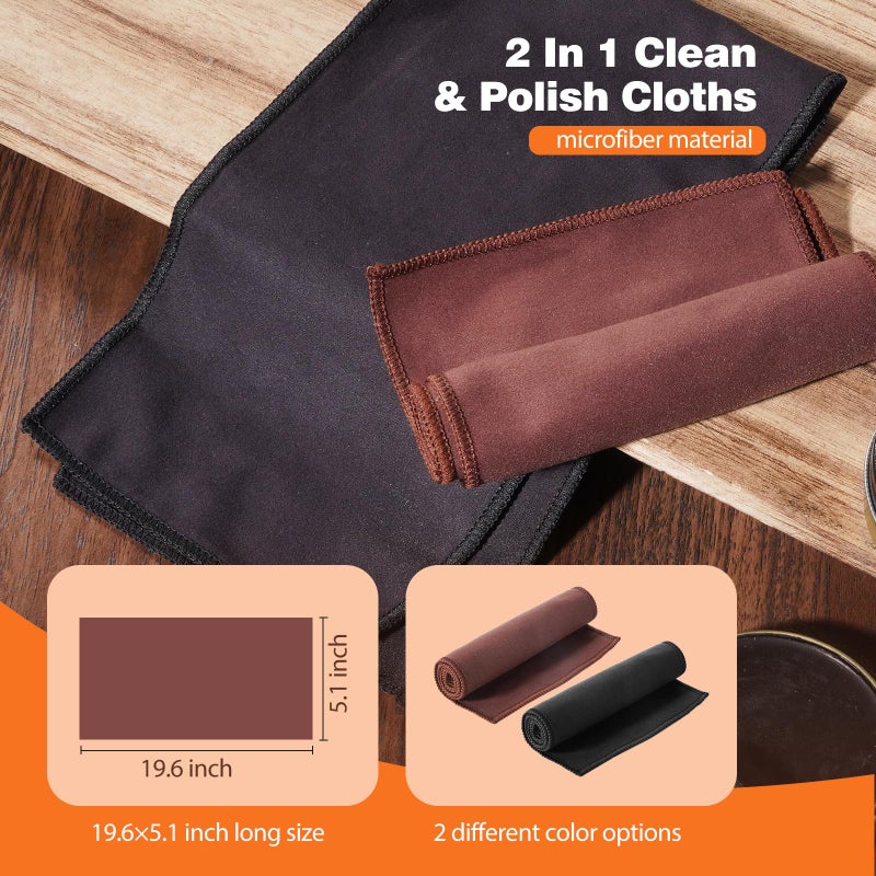 Topus 8pcs Shoe Polish Kit for Leather Boots, 3 Pieces Horse Hair Shoe Brushes, 1.4oz Black & Brown Shoe Shine, 2 Polish Cloths, Leather Shoes and Boots Care Kit - Image 5
