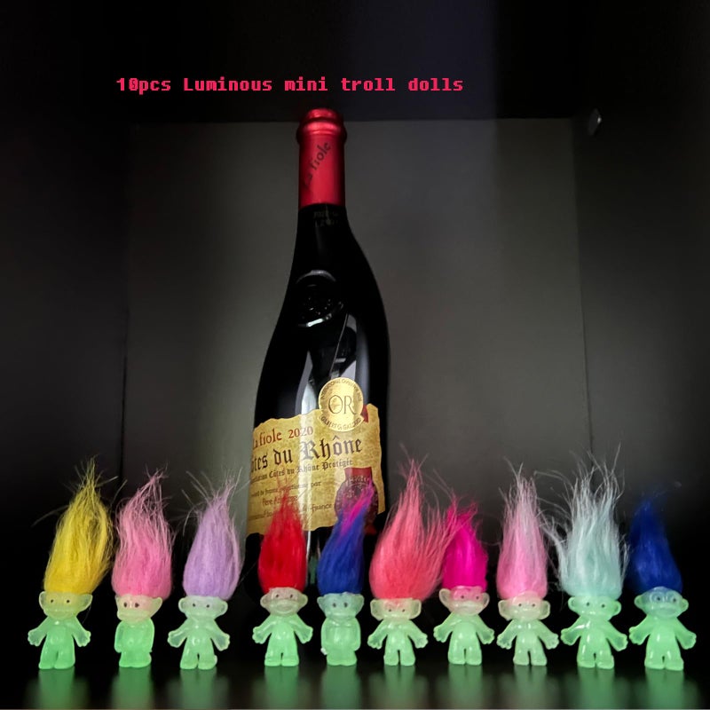 Yintlilocn 30pcs Luminous Mini Troll Dolls Glow in The Dark Vintage Action Figures Troll Dolls 1.2" Bodies, 2.3" Hair. Cake Toppers School Project, Arts and Crafts (30pcs) - Image 2