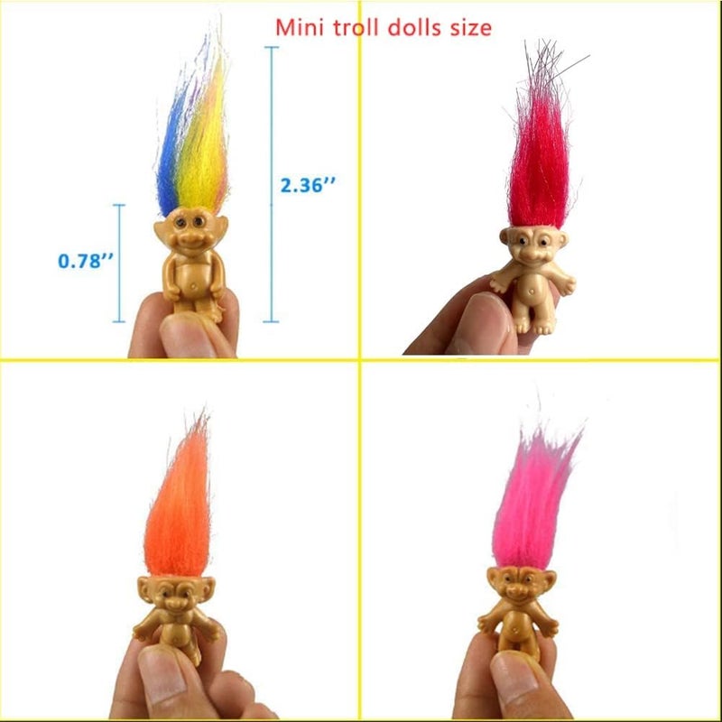 Yintlilocn 30pcs Luminous Mini Troll Dolls Glow in The Dark Vintage Action Figures Troll Dolls 1.2" Bodies, 2.3" Hair. Cake Toppers School Project, Arts and Crafts (30pcs) - Image 4