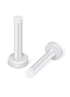 Excefore Door Stops, 2Pcs 3.5 Inch White Door Stoppers, Stainless Steel Modern Doorstops with Sound Dampening Door Bumper Tips, Wall Mounted Baseboard Door Stop Metal Door Holder Wall Protector  - Image 1