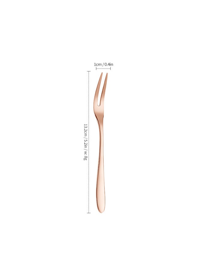 Generic - Stainless Steel Fruit Fork Children's Small Fork Living Room Cake Fork Fruit Sign Dessert Fork KTV Bar Fruit Plate Fork-Specifications:304 Rose Gold—fruit Fork - Image 1
