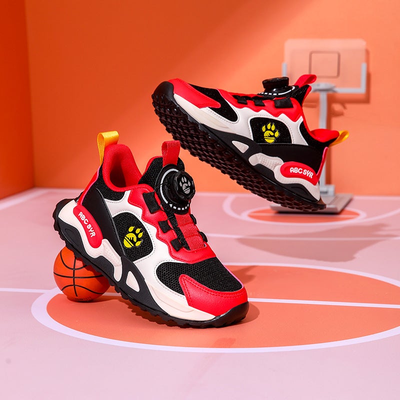 Children'S Sneaker 2025 New Double Net Breathable Rotating Buckle Girls Running Shoes Primary School Boys - Image 3