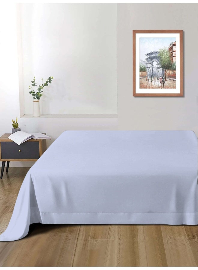REST Flat Bedsheet 220x240cm Plush Sky Blue Breathable Machine Washbale Bedsheet Extra Soft Easy Fit Highly Breathable Bedding & Linen Cover - Image 2