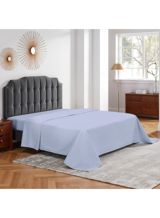 REST Flat Bedsheet 220x240cm Plush Sky Blue Breathable Machine Washbale Bedsheet Extra Soft Easy Fit Highly Breathable Bedding & Linen Cover - Image 3