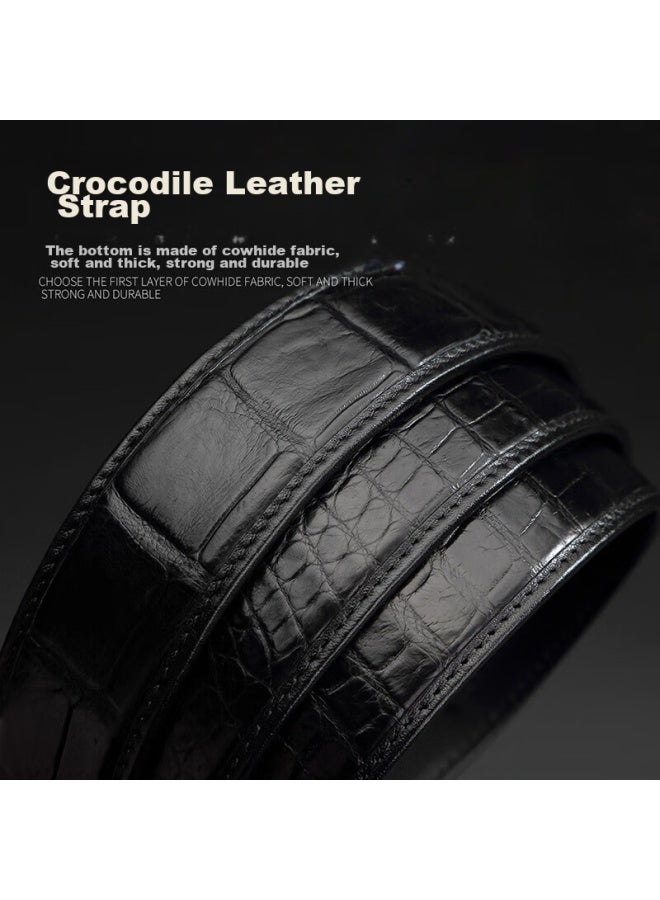 Crocodile T-shirt Birthday Gift Belt For Men, Cowhide Light Luxury Automatic Buckle Waist Belt, Wooden Gift Box Packaging, Birthday - Image 2