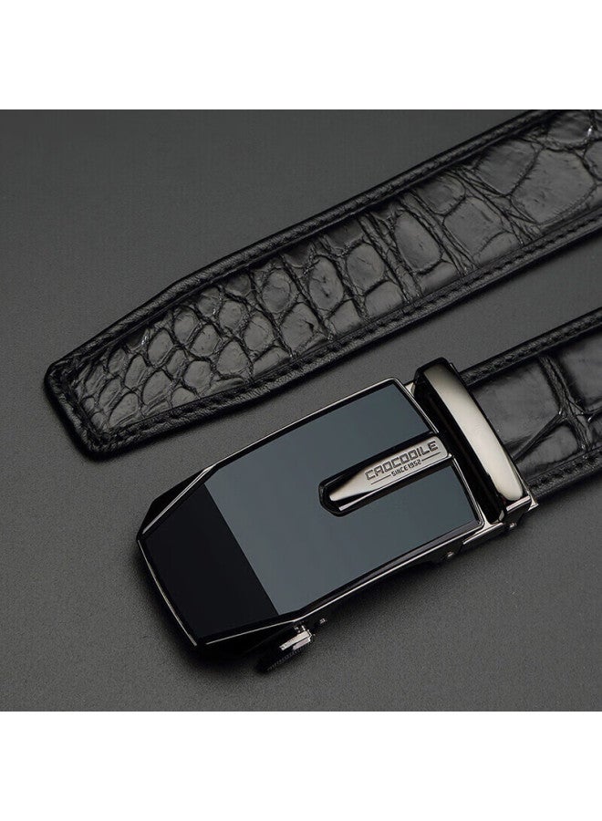 Crocodile T-shirt Birthday Gift Belt For Men, Cowhide Light Luxury Automatic Buckle Waist Belt, Wooden Gift Box Packaging, Birthday - Image 4