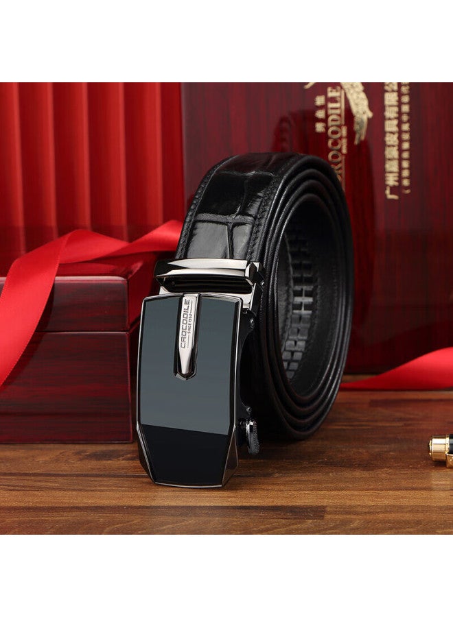 Crocodile T-shirt Birthday Gift Belt For Men, Cowhide Light Luxury Automatic Buckle Waist Belt, Wooden Gift Box Packaging, Birthday - Image 3