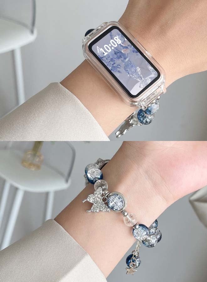 تستخدم لفرقة Huawei 8/Huawei Band 9/Huawei Band 10 STRAP STRAP BACELT الأزرق ستار الماس (المطبق على محيط الرسغ 120 مم-150 ملم) - Image 2