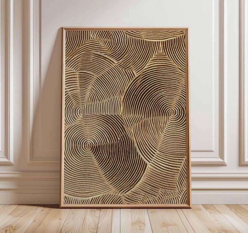 TNESSENTIAL Abstract Geometric Line Art Poster | Modern Brown Minimalist Wall Decor | Neutral Pattern Print for Living Room & Contemporary Home - Image 1