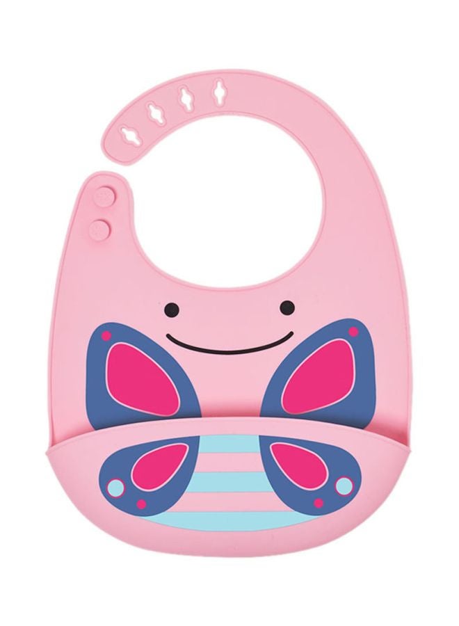 Skip Hop Unisex Baby Butterfly Zoo Silicon Bib, Pink, 1 Count - Image 1