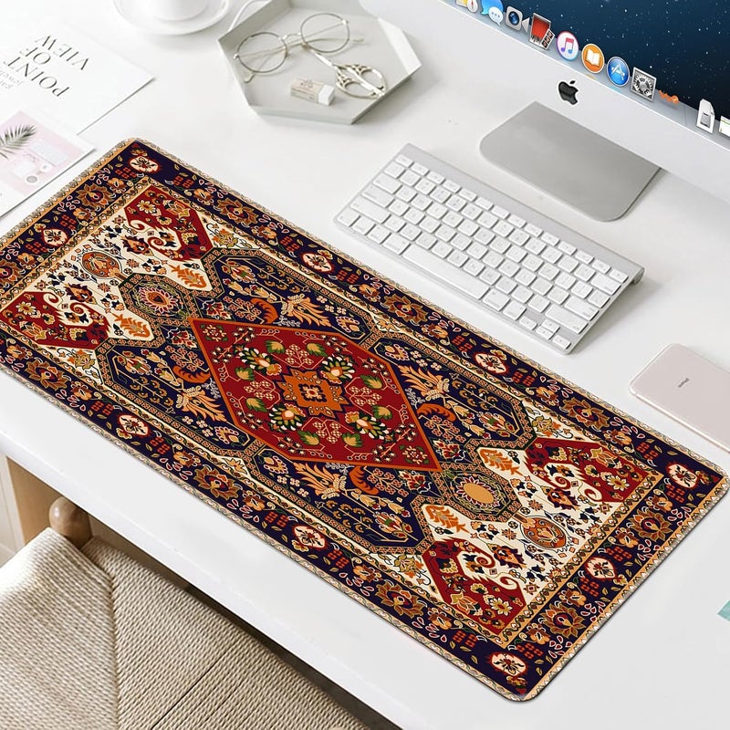 Large Gaming Mouse Pad, Extended Desk Mousepad with Stitched Edges, Non-Slip Rubber Base Mice Pad, Office Desk Mat, Keyboard Pad for Gamer, Office & Home (Retro Patterns, 900x400x3 mm) - Image 3