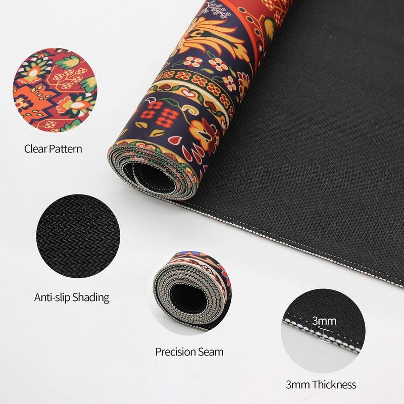 Large Gaming Mouse Pad, Extended Desk Mousepad with Stitched Edges, Non-Slip Rubber Base Mice Pad, Office Desk Mat, Keyboard Pad for Gamer, Office & Home (Retro Patterns, 900x400x3 mm) - Image 5